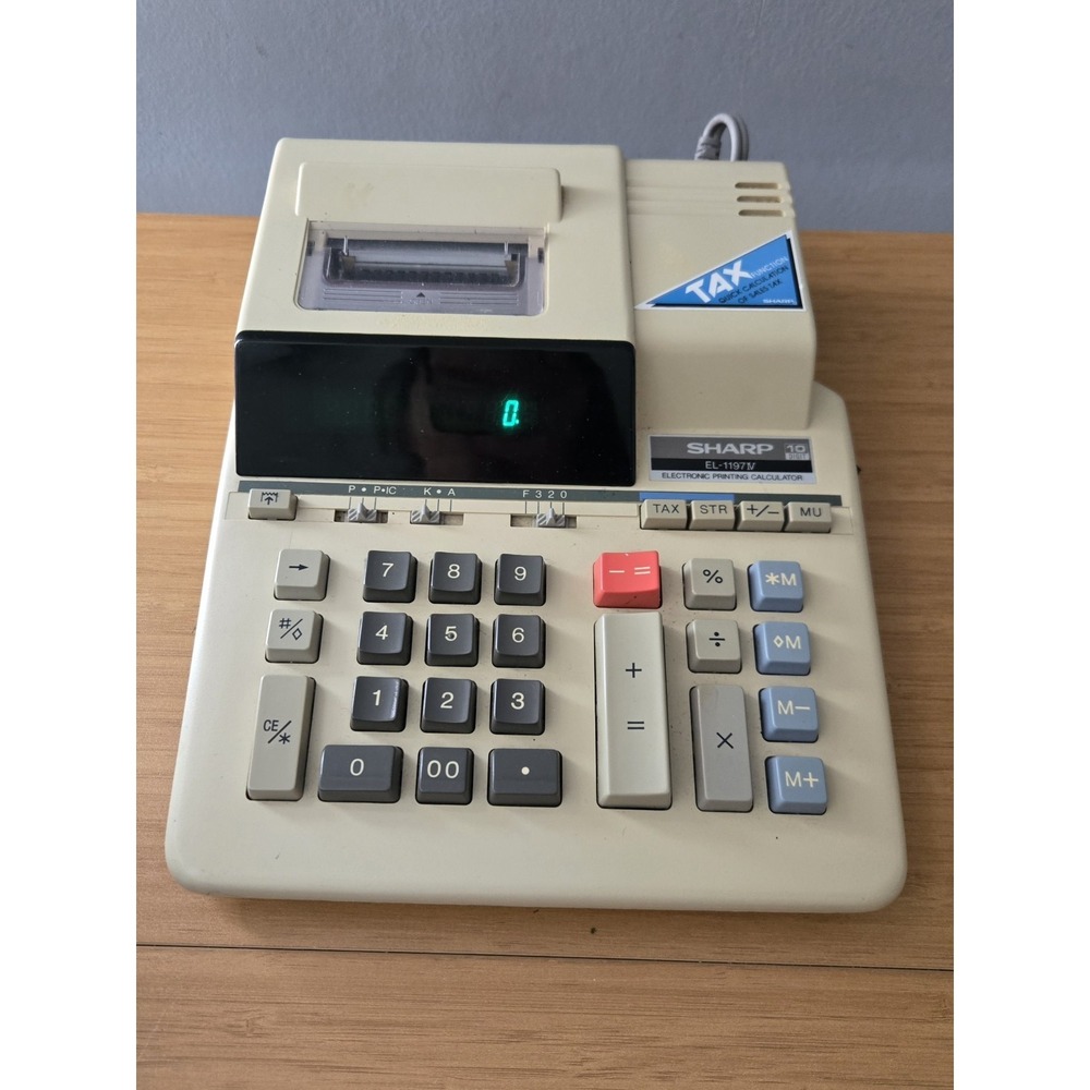 Vintage Sharp 10 Digit Printing, Tax Function Caculator. No Paper To Test!!